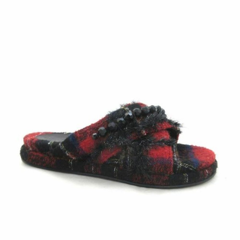 SIMONE ROCHA Embellished Tartan Tweed Slides 37